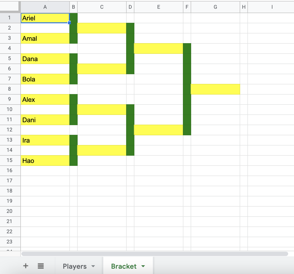 Screenshot of a tournament bracket