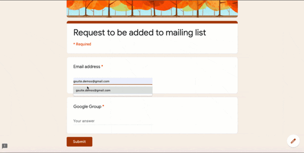 Demo of adding a user to a Google Group from Google Forms