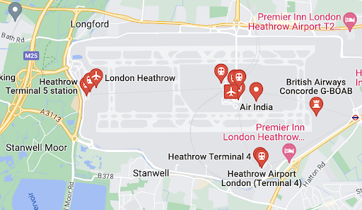 Map of Heathrow airport