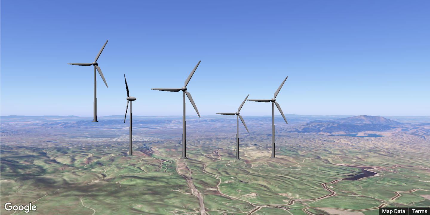 Image of windmills in 3D map