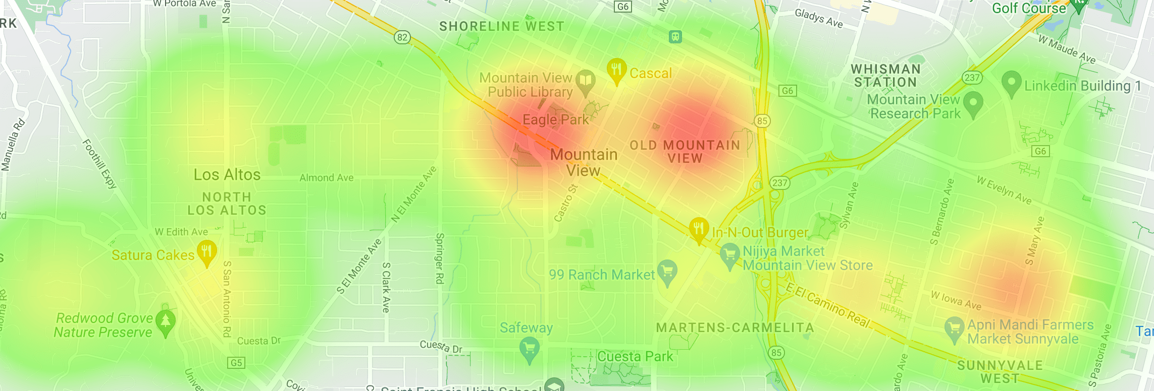 A map of San Francisco and entertainment scores by zipcode.