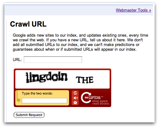 The public crawl URL form