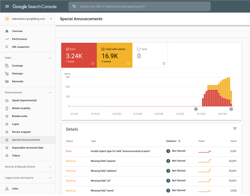 Special Announcements Enhancement report