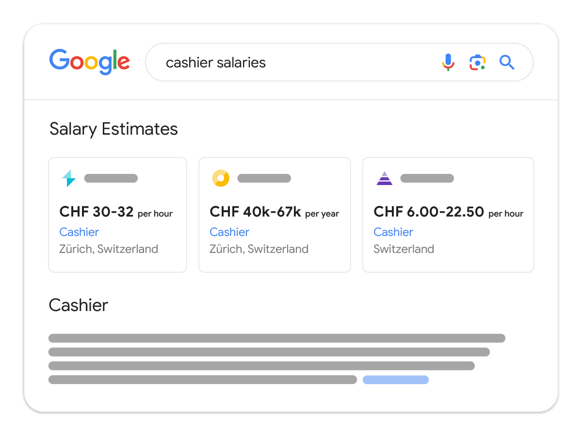 Estimated salary information on Google Search