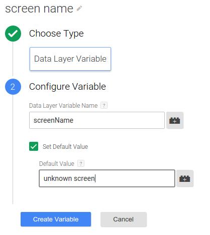 create screen name variable