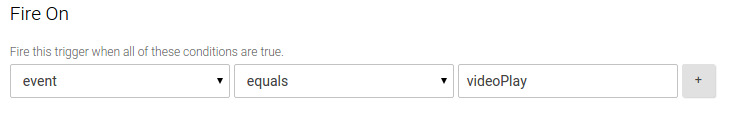 A trigger that will be fired when the event equals videoPlay.