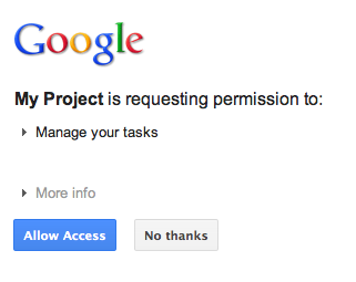 Google's authorization Dialog